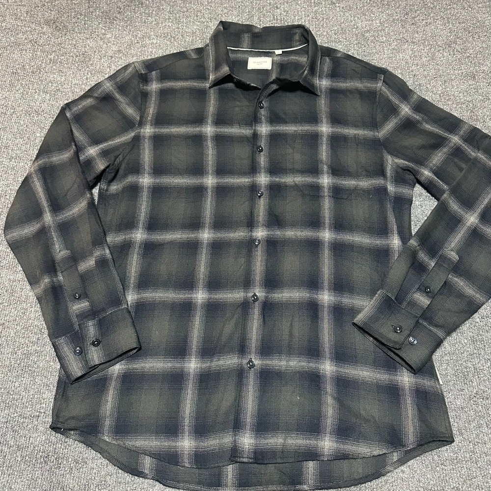 7Diamonds Broken Halos Luxe Soft Plaid Flannel Shirt Mens Medium Grey SMKF-1007